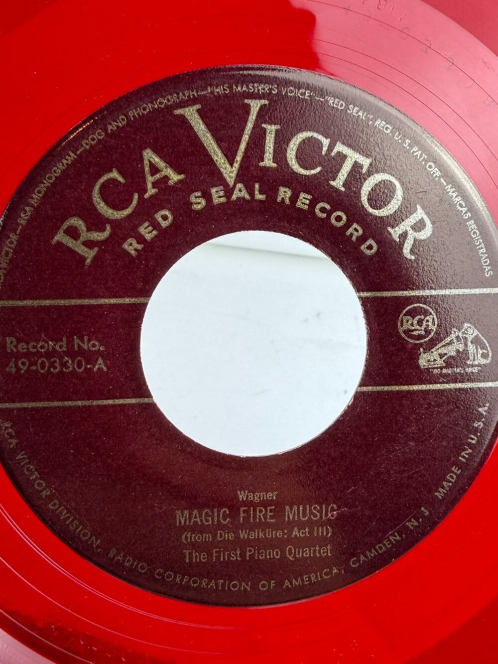 Vintage RCA Victor Red Seal 45 RPM Red Vinyl 49-0330 First Piano Quartet Wagner